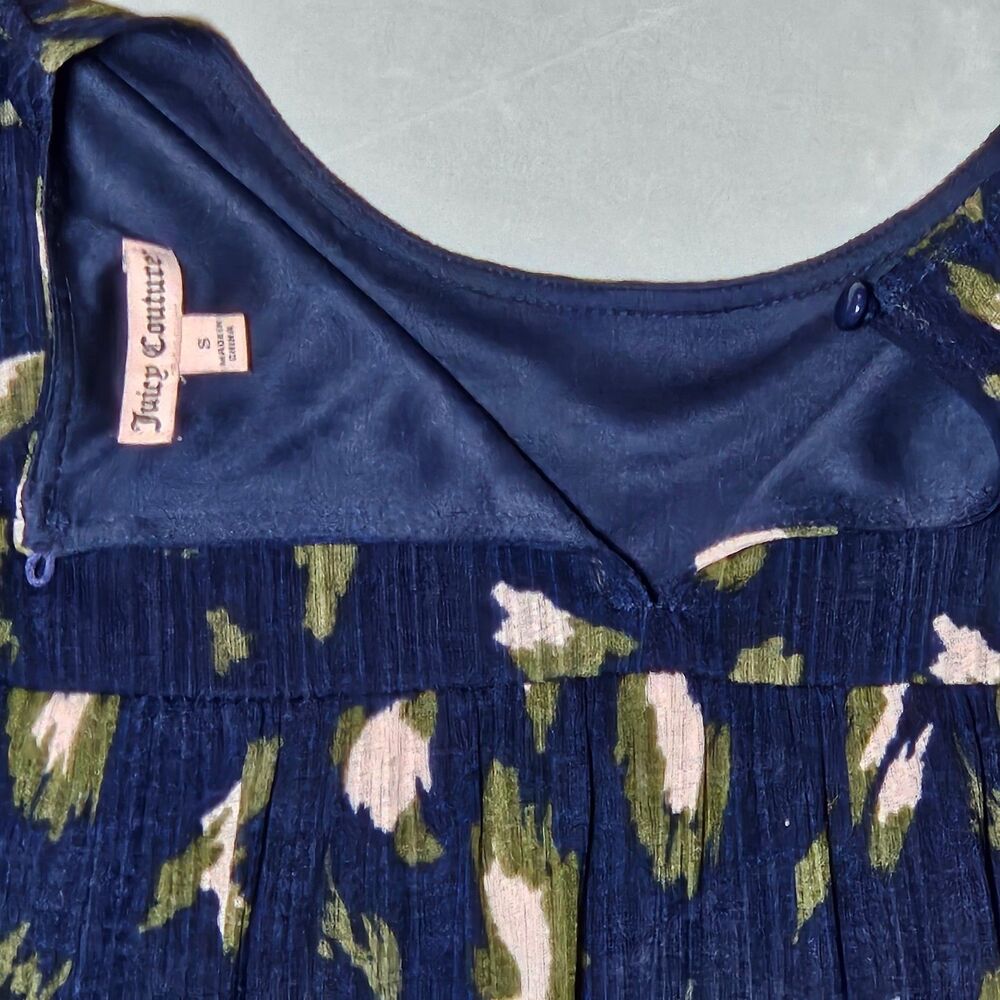 Juicy Couture Layered Babydoll Blue With Pink Flowers Sleeveless Top Size S - Picture 5 of 7